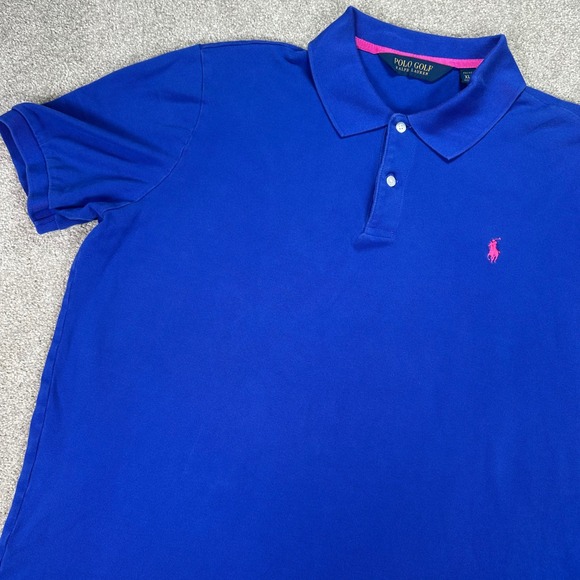 Polo Golf Ralph Lauren Pro Fit Polo Shirt Pink Logo Royal Blue XL Stretch - Picture 1 of 11